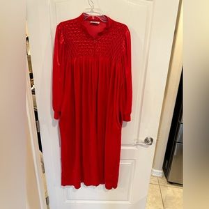Vintage Saybury Velour Robe Red Half-zip Housecoat no size tag see measurements